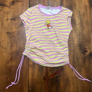 Green and purple Lisa Simpson Y2k Cinched Large baby tee  with ties